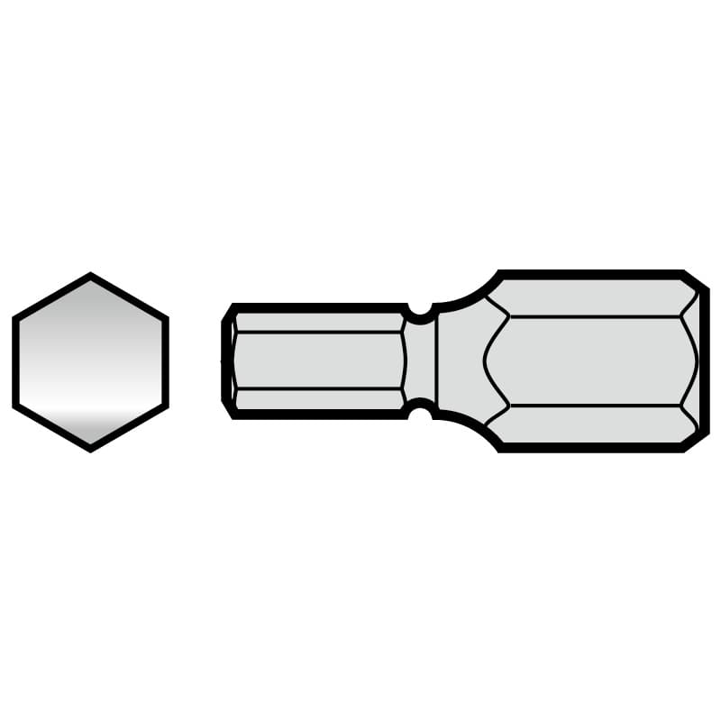 溝付超短ビット 六角レンチ 2.5×19mm