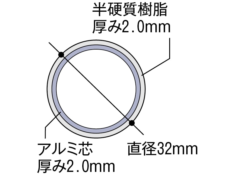 アルミ樹脂巻手すり棒 ディンプル付