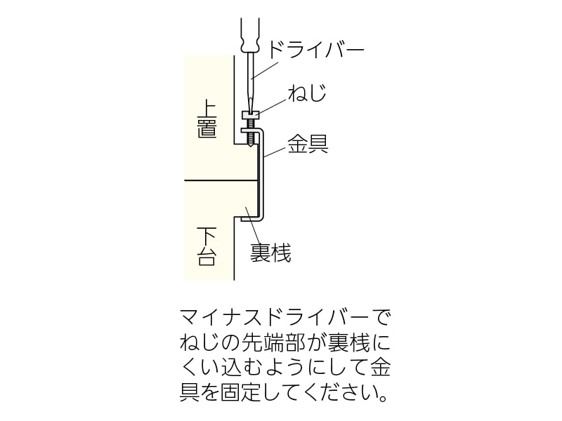 コの字型転倒防止金具