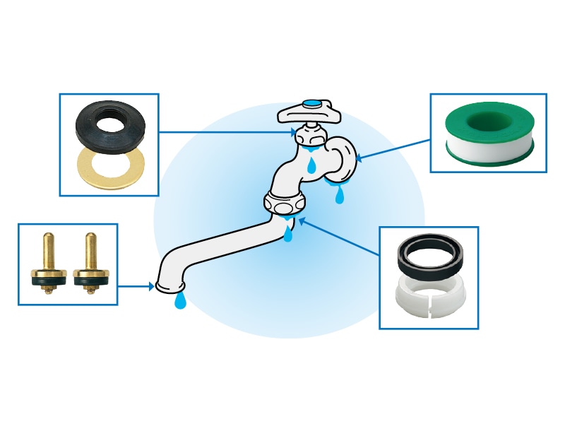 水栓の水もれ補修パーツ