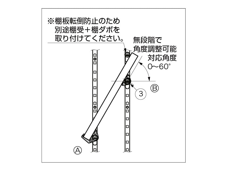 角度調整機能付棚受