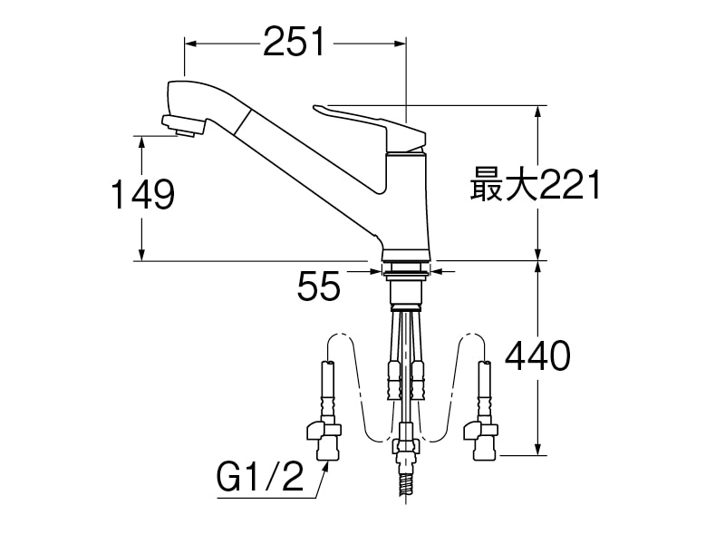 シングルワンホールスプレー混合栓