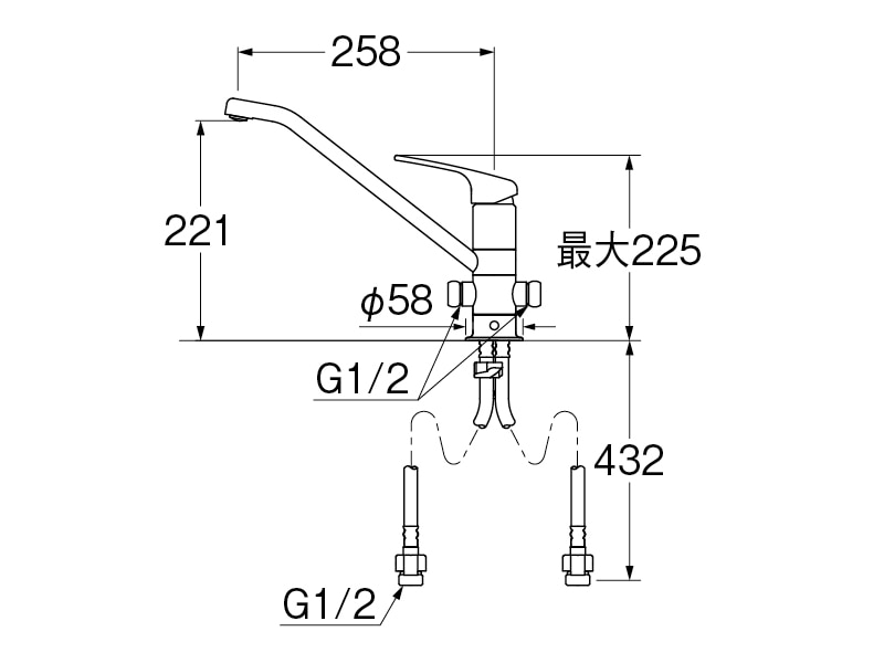 シングルワンホール分岐混合栓